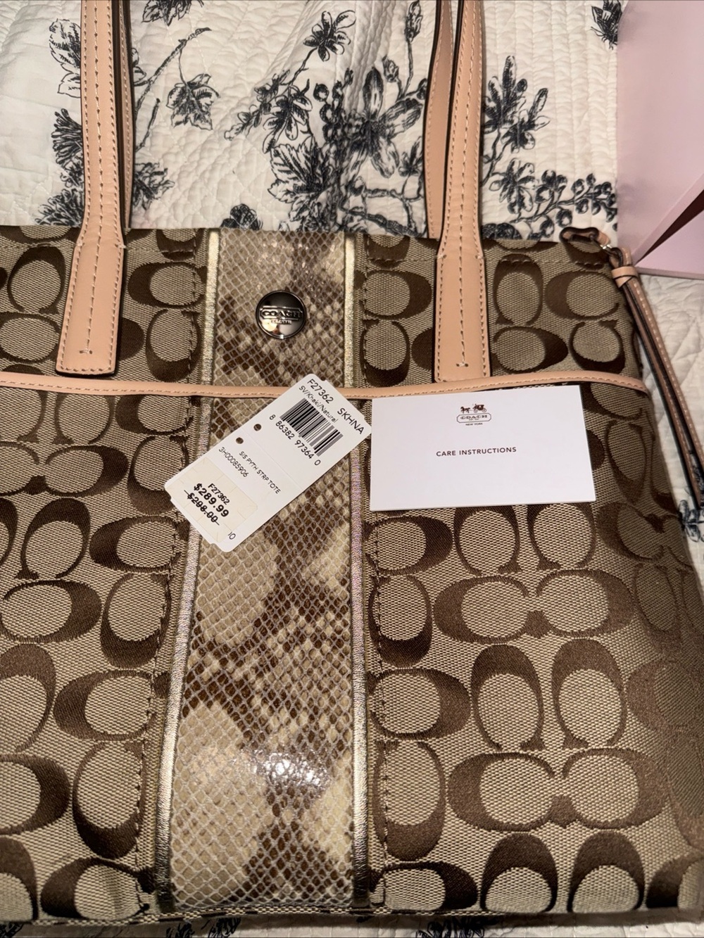 Coach python stripe khaki natural colors VTG Tote
